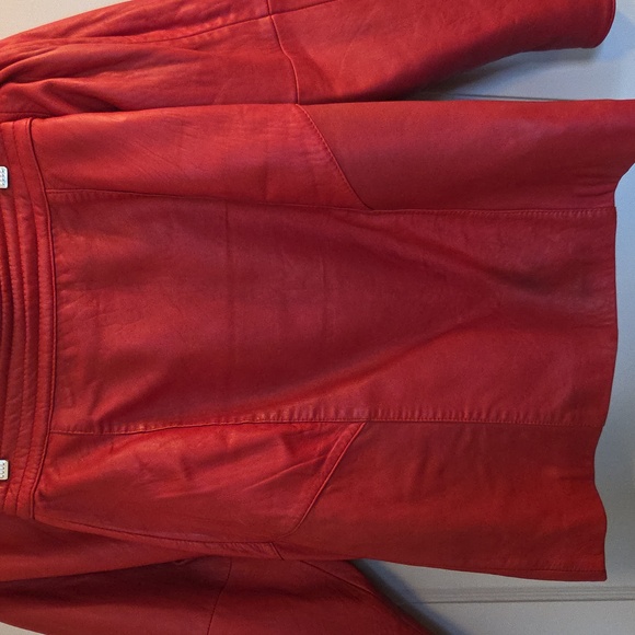 Brass Plum Nordstom Red Leather Jacket And Skirt Size P - Picture 12 of 16